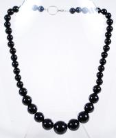 Ónix nyaklánc ezüst (Ag) szerelékkel /   Onyx necklace with silver accessories, 43cm