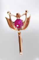 14K arany (Au) art deco medál rubinnal /  Art deco golden (14ct) pendant with ruby, 1,5cm, 0,73gr
