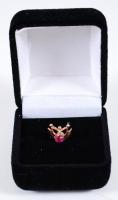 14K arany (Au) art deco medál rubinnal / 
Art deco golden (14ct) pendant with ruby, 1,5cm, 0,73gr