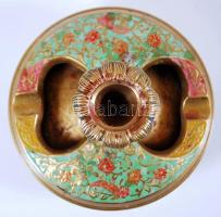 Keleti díszítésű, színes, zománcozott, sárgaréz gyertya- és hamutartó / 
Oriental enamelled brass as...