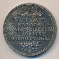 Csehszlovákia 1935. "Tomas G. Masaryk elnök 85. születésnapja" Ag emlékérem dísztokban, pe...