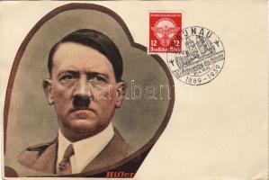 Házi készítésü levelezőlap a Führer 50. születésnapja alkalmi bélyegzéssel