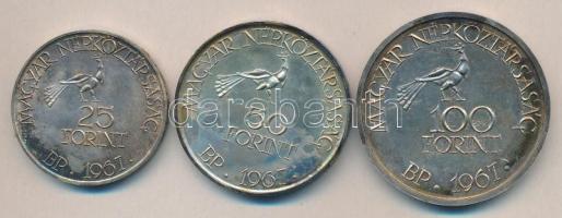 1967. 25Ft Ag + 50Ft Ag + 100Ft Ag "Kodály" sor T:exBU(kis cellux nyomok)