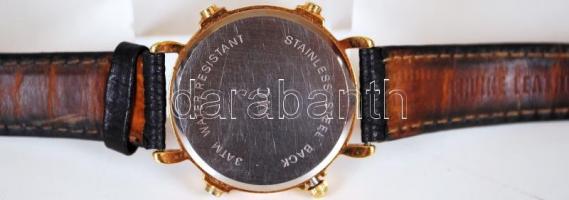 MC Chronograph 30M férfi karóra rozsdamentes acél hátlappal, bőrszíjjal, vízálló, jól jár / 
MC Chro...