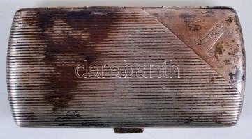 Ezüst (Ag.) cigaretta tálca, jelzett, nettó: 39 g, 9×4 cm / Silver cigarette case