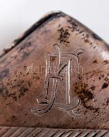 Ezüst (Ag.) cigaretta tálca, jelzett, nettó: 39 g, 9×4 cm / Silver cigarette case