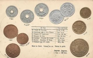 Japanese coins, numismatics Emb. (small tear)