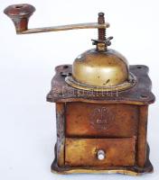 "Szövetkezeti áru", régi réz kávédaráló /  Vintage brass coffee grinder, 16x11x11cm