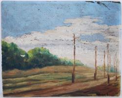 2 db festmény: Hoffer Lajos: Vadászkutya. Olaj, karton, jelzett,  20×25 cm, sérült
Nagy I jelzéssel:...