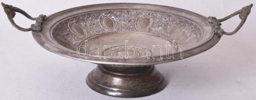 cca 1900 Gazdagon díszített ezüstözött fém kínáló K&Cie jelzéssel / 
Silver plated serving bowl ...