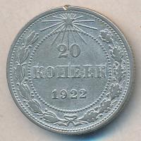 Oroszország 1922. 20k Ag T:2- Russia 1922. 20 Kopeks Ag C:VF