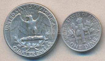 Amerikai Egyesült Államok 1961. 1/4$ Ag "Washington" + 1962. 1D Ag T:2
USA 1961. 1/4 Dolla...