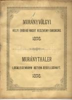 1898 A murányvölgyi helyi érdekű vasút Rt. éves jelentése magyar és német nyelven
