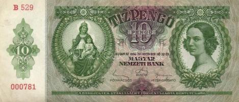 1936. 10P (4x) egymás utáni sorszámmal T:I-,II(hajtatlanok, kis saroktörés és folt)