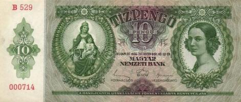 1936. 10P (6x) egymás utáni sorszámmal T:I-,II(egyiken firka hátlapon)