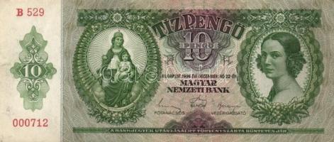 1936. 10P (6x) egymás utáni sorszámmal T:I-,II(egyiken firka hátlapon)