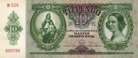 1936. 10P (10x) egymás utáni sorszámmal T:I,I-,II(hajtatlanok, 2db-on írás)