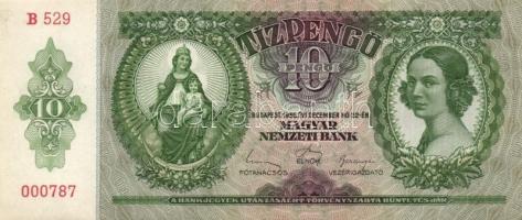 1936. 10P (10x) egymás utáni sorszámmal T:I,I-,II(hajtatlanok, 2db-on írás)