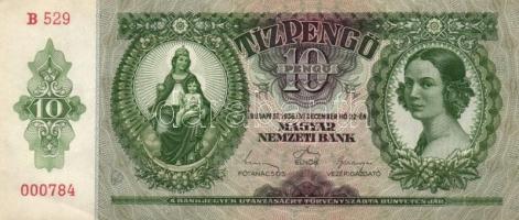 1936. 10P (10x) egymás utáni sorszámmal T:I,I-,II(hajtatlanok, 2db-on írás)