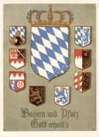 Bayern, Pfalz, coat of arms, patriotic postcard
