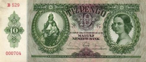 1936. 10P (8x) egymás utáni sorszámmal 7db T:I,I-,II(hajtatlanok, 2db-on firka)