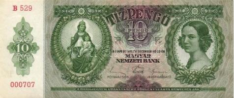 1936. 10P (8x) egymás utáni sorszámmal 7db T:I,I-,II(hajtatlanok, 2db-on firka)