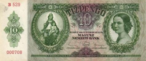 1936. 10P (8x) egymás utáni sorszámmal 7db T:I,I-,II(hajtatlanok, 2db-on firka)