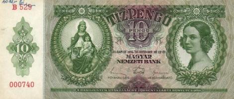 1936. 10P (7x) egymás utáni sorszámmal 3-4db T:I,I-(egyik II,hajtatlanok, 2db-on firka)