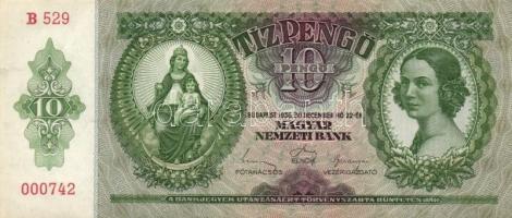 1936. 10P (7x) egymás utáni sorszámmal 3-4db T:I,I-(egyik II,hajtatlanok, 2db-on firka)