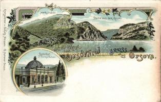 Herkulesfürdő railway station litho (gluemark)