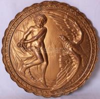 A leláncolt Prométheusz, bronzírozott fém falidísz /  Prometheus bound, metal bas relief, d: 32cm