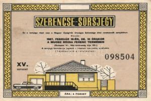 1967. MUOSZ Szerencse-Sorsjegy 4Ft értékben T:II + 2db sorsjegy reklám + 2db sorsjeggyel kapcsolatos nyomtatvány