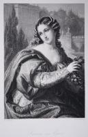 Leonore von Este, acélmetszet, megjelent a Goethe galéria című könyvben, Lipcse 1864, 11×16 cm