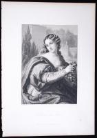 Leonore von Este, acélmetszet, megjelent a Goethe galéria című könyvben, Lipcse 1864, 11×16 cm
