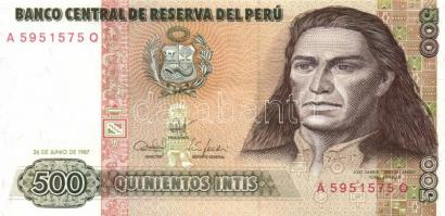 Peru 1987. 50I (3x) + 100I (3x) + 500I (2x) T:I
Peru 1987. 50 Intis (3x) + 100 Intis (3x) + 500 Inti...