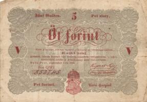 1848. 5Ft "Kossuth bankó" piros T:III