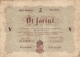 1848. 5Ft "Kossuth bankó" barna T:III kis szakadás