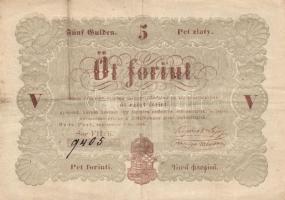 1848. 5Ft "Kossuth bankó" barna T:III apró tűlyuk