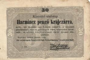 1849. 30Kr "Kincstári utalvány" (2x) T:II-,III