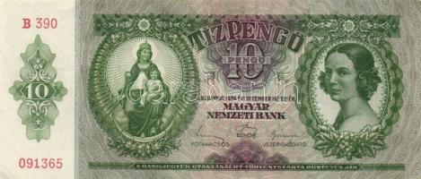 1936-45. 10P (2x) + 20P + 20P V.H. + 100P (2x) + 500P (2x) + 1000P (2x) + 10.000P bélyeggel (5x) T:II,III