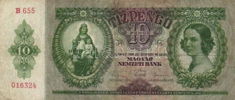 1936-45. 10P (2x) + 20P + 20P V.H. + 100P (2x) + 500P (2x) + 1000P (2x) + 10.000P bélyeggel (5x) T:I...