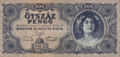 1936-45. 10P (2x) + 20P + 20P V.H. + 100P (2x) + 500P (2x) + 1000P (2x) + 10.000P bélyeggel (5x) T:I...