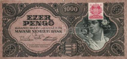 1936-45. 10P (2x) + 20P + 20P V.H. + 100P (2x) + 500P (2x) + 1000P (2x) + 10.000P bélyeggel (5x) T:I...