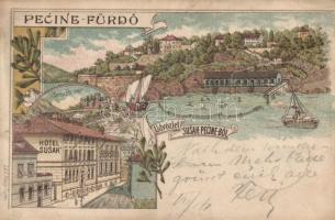 Susak-Pecina with Hotel Susak and Trsat Castle, litho