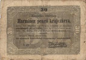 1849. 15Kr (2x) + 30Kr (4x) "Kincstári utalvány" T:III,IV,V