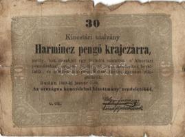 1849. 15Kr (2x) + 30Kr (4x) "Kincstári utalvány" T:III,IV,V