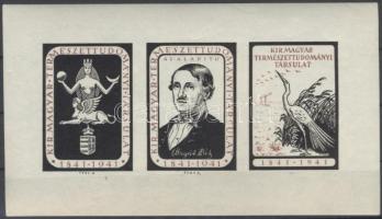 1941 100 éves a Királyi Magyar Természettudományi Társulat vágott levélzáró kisív