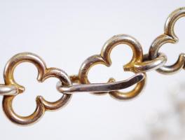 Aranyozott ezüst (Ag) lánc treff-formájú szemekből / 
Gold plated silver necklace, 51cm, 75gr