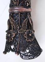cca 1900 Kürt formájú, nagyméretű ezüst (Ag) filigrán függő (szájánál sérült) / 
Silver filigree pen...