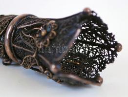 cca 1900 Kürt formájú, nagyméretű ezüst (Ag) filigrán függő (szájánál sérült) / 
Silver filigree pen...
